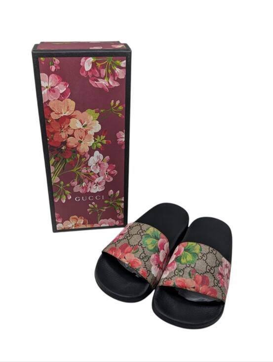 Gucci Shoes - Gucci GG Web Supreme Bloom Floral Slide Sandals Size EU 38